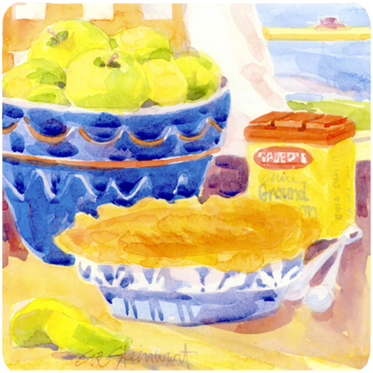 Picture of Carolines Treasures 6108FC Green Apples For An Apple Pie Foam Coasters - Set Of 4- 3.5 x 3.5 In.