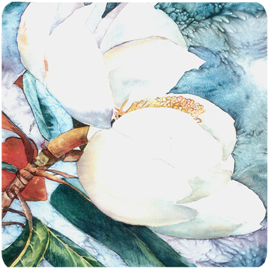Picture of Carolines Treasures 8001FC Flower - Magnolia Foam Coasters - Set Of 4- 3.5 x 3.5 In.