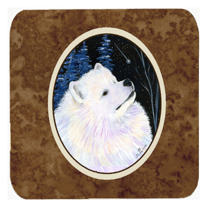 Starry Night Samoyed Foam Coasters - Set Of 4, 3.5 x 3.5 In.
