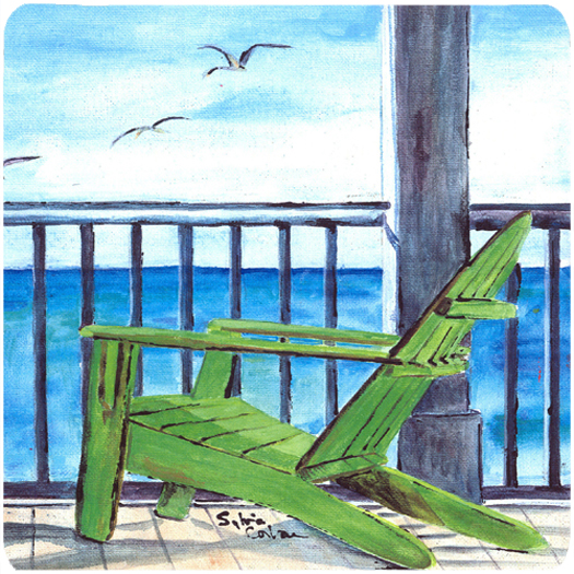 Adirondack Chairs Foam Coasters - Set Of 4, 3.5 x 3.5 In.