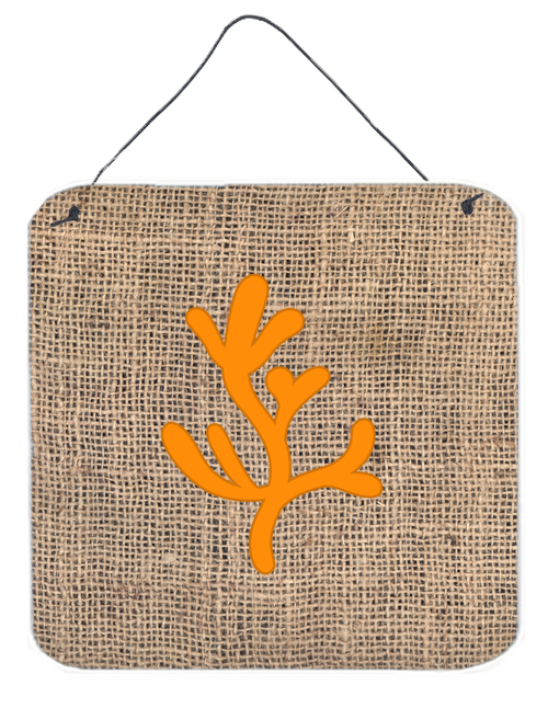 BB1103-BL-OR-DS66 Coral Burlap And Orange Aluminium Metal Wall Or Door Hanging Prints - 6 x 6 In.