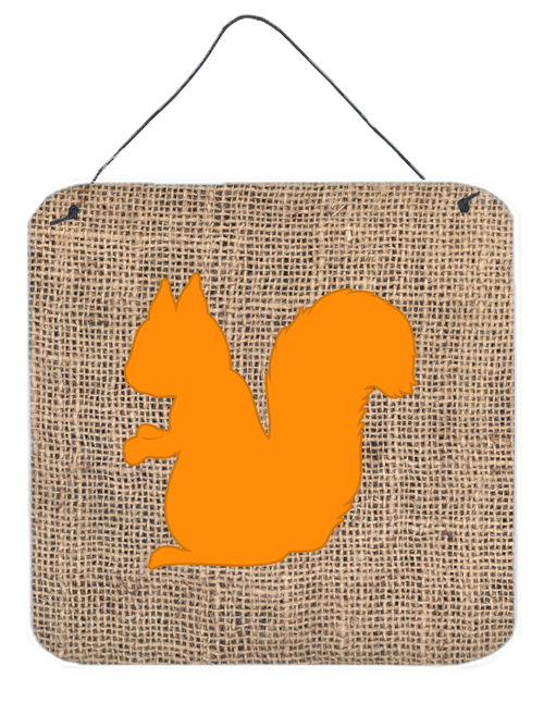 BB1119-BL-OR-DS66 Squirrel Burlap And Orange Aluminium Metal Wall Or Door Hanging Prints - 6 x 6 In.