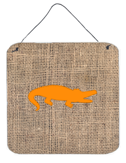BB1120-BL-OR-DS66 Alligator Burlap And Orange Aluminium Metal Wall Or Door Hanging Prints - 6 x 6 In.