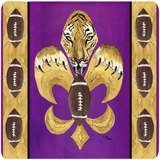 Picture of Carolines Treasures 8205FC Tiger Football Fleur De Lis Foam Coasters - Set Of 4- 3.5 x 3.5 In.