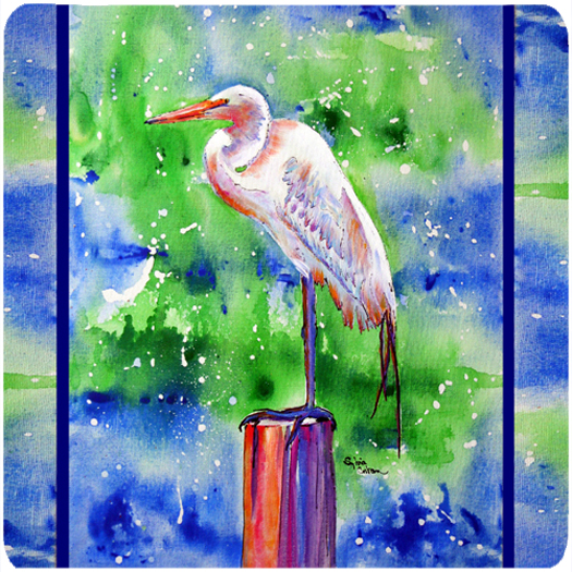 Picture of Carolines Treasures 8358FC Bird - Egret Foam Coasters - Set Of 4- 3.5 x 3.5 In.
