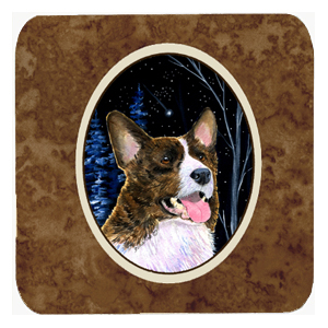 Starry Night Corgi Foam Coasters - Set Of 4- 3.5 x 3.5 In.