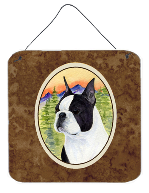 SS8187DS66 Boston Terrier Aluminium Metal Wall Or Door Hanging Prints - 6 x 6 In.