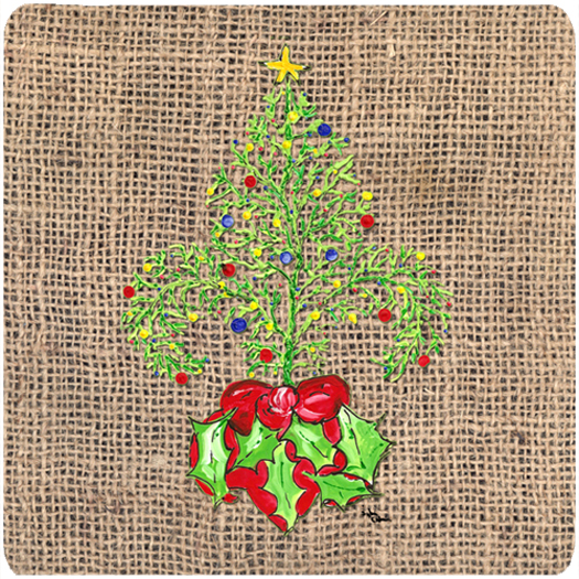 Tree Fleur De Lis Christmas Foam Coasters - Set Of 4, 3.5 x 3.5 In.