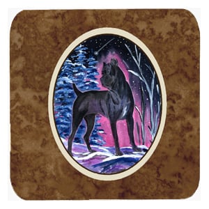 Starry Night Cane Corso Foam Coasters - Set Of 4- 3.5 x 3.5 In.