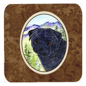 Pug Foam Coasters - Set Of 4, 3.5 x 3.5 In.