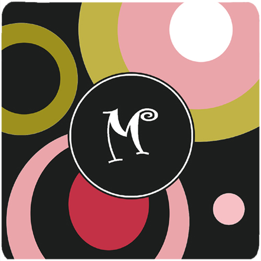 Monogram - Retro In Black Foam Coasters - Set Of 4, 3.5 x 3.5 In.