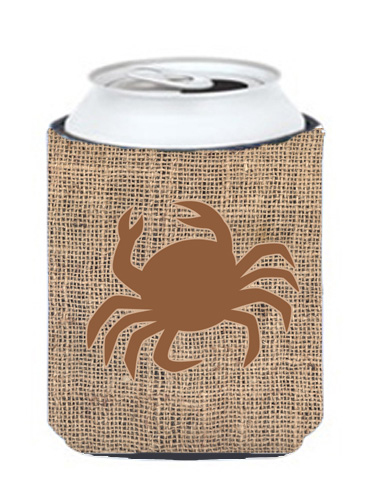 Crab Burlap And Brown Can Or Bottle  Hugger