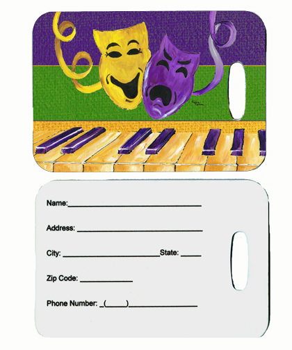Mardi Gras Luggage Tag - Pair 2- 4 x 2.75 In.