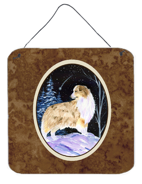 Starry Night Australian Shepherd Aluminium Metal Wall Or Door Hanging Prints - 6 x 6 In.