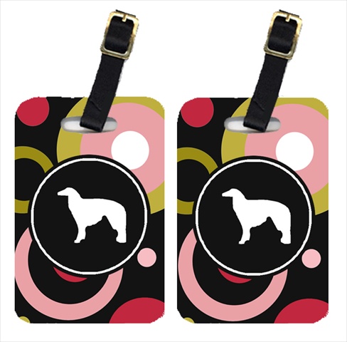 Borzoi Luggage Tag - Pair 2- 4 x 2.75 In.