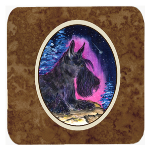 Starry Night Scottish Terrier Foam Coasters - 3.5 x 3.5 In.
