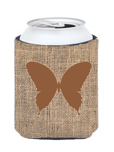 Picture of Carolines Treasures BB1048-BL-BN-CC Butterfly Burlap And Brown Can Or Bottle  Hugger