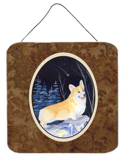 Starry Night Corgi Aluminium Metal Wall Or Door Hanging Prints - 6 x 6 In.