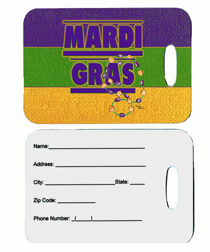 Mardi Gras Luggage Tag - Pair 2- 4 x 2.75 In.