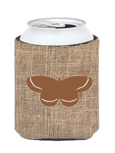 Picture of Carolines Treasures BB1040-BL-BN-CC Butterfly Burlap And Brown Can Or Bottle  Hugger