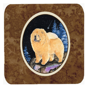 Starry Night Chow Chow Foam Coasters - Set Of 4- 3.5 x 3.5 In.