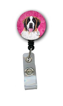 Saint Bernard Retractable Badge Reel Or Id Holder With Clip
