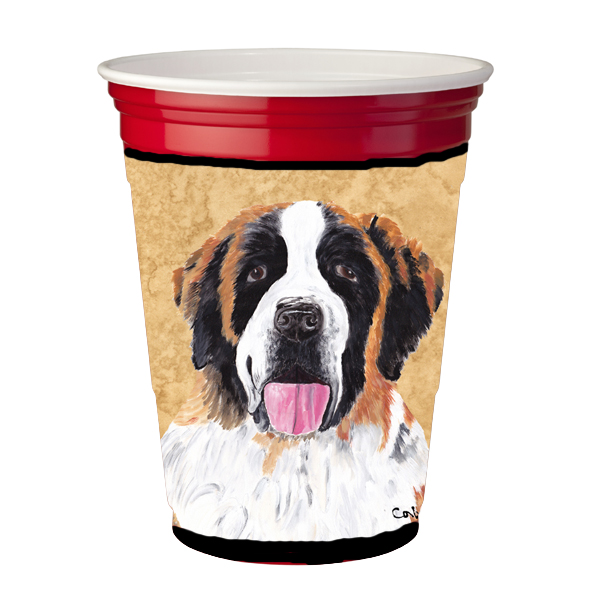 Picture of Carolines Treasures SC9129RSC Saint Bernard Red Solo Cup  Hugger