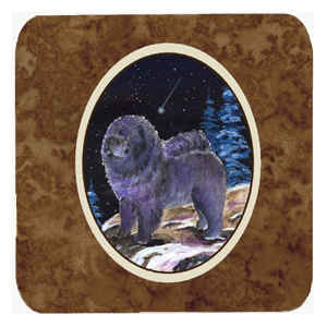 Starry Night Chow Chow Foam Coasters - Set Of 4- 3.5 x 3.5 In.