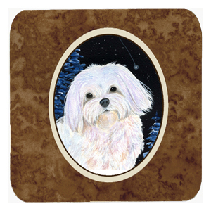 Starry Night Maltese Foam Coasters- Set Of 4