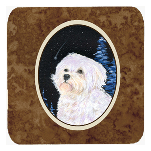 Starry Night Maltese Foam Coasters- Set Of 4