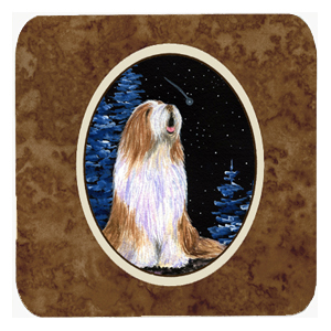 Starry Night Bearded Collie Foam Coasters- Set Of 4