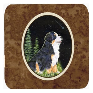 Starry Night Bernese Mountain Dog Foam Coasters, Set Of 4