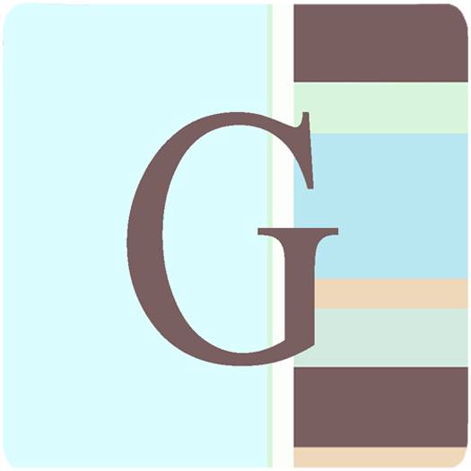 Monogram - Blue Stripes Foam Coasters Initial Letter G- Set Of 4