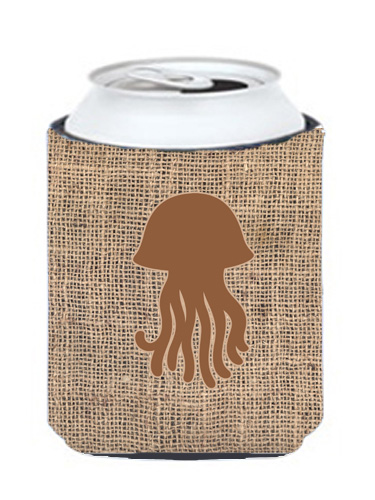 Jellyfish Burlap And Brown Can Or Bottle Hugger
