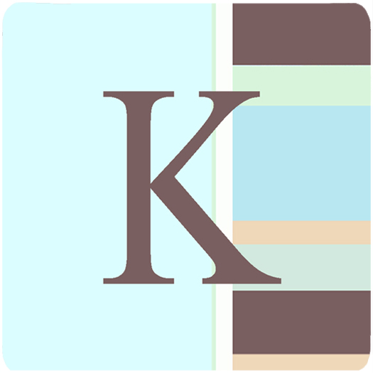 Monogram - Blue Stripes Foam Coasters Initial Letter K- Set Of 4
