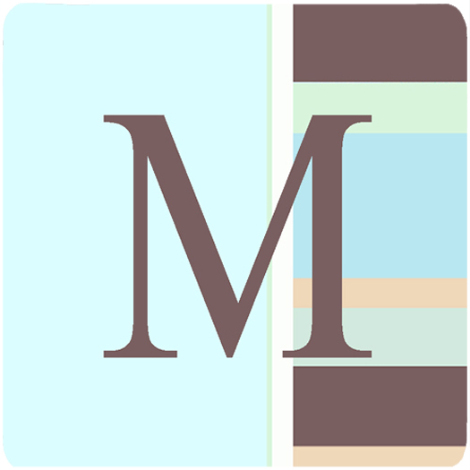 CJ1003-MFC Monogram - Blue Stripes Foam Coasters Initial Letter M- Set Of 4