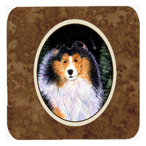Starry Night Collie Foam Coasters