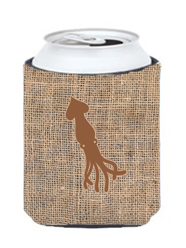 Squid Burlap And Brown Can Or Bottle Hugger