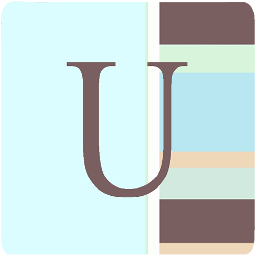 Monogram - Blue Stripes Foam Coasters Initial Letter U, Set Of 4