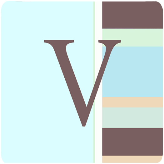 CJ1003-VFC Monogram - Blue Stripes Foam Coasters Initial Letter V- Set Of 4