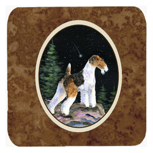 Starry Night Fox Terrier Foam Coasters- Set Of 4