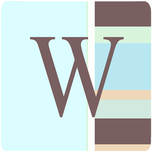 Monogram - Blue Stripes Foam Coasters Initial Letter W, Set Of 4