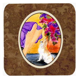Lady With Her Chihuahua Foam Coasters, Set Of 4