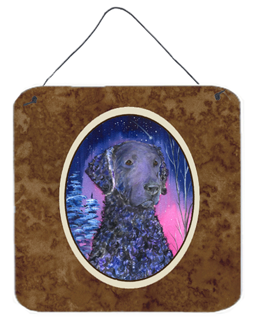 6 In. Starry Night Curly Coated Retriever Aluminium Metal Wall Or Door Hanging Prints