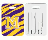 Carolines Treasures CJ1022-M-BT Tiger Stripe - Purple Gold Letter M Monogram Initial Luggage Tag - Pair of 2