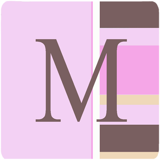 CJ1005-MFC Monogram - Pink Stripes Foam Coasters Initial Letter M- Set Of 4