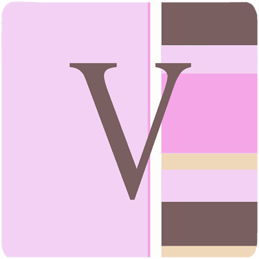 CJ1005-VFC Monogram - Pink Stripes Foam Coasters Initial Letter V- Set Of 4