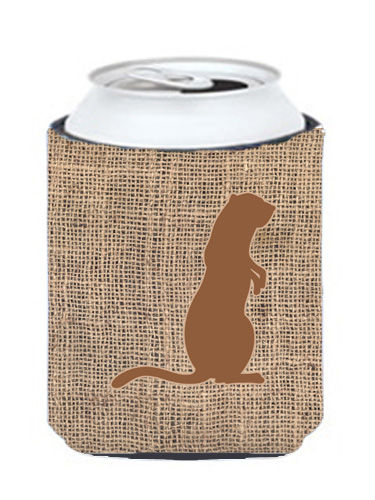 Meerkat Burlap And Brown Can Or Bottle  Hugger