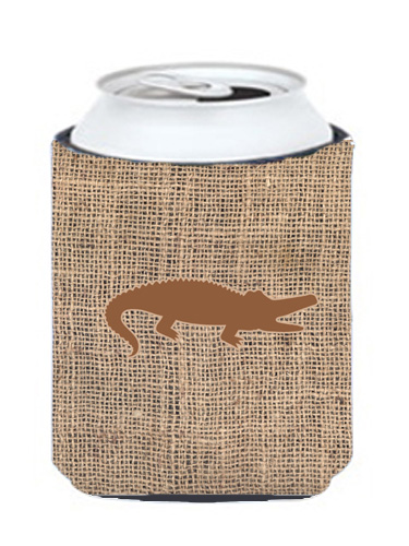 Alligator Burlap And Brown Can Or Bottle  Hugger