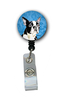 Boston Terrier Retractable Badge Reel Or Id Holder With Clip